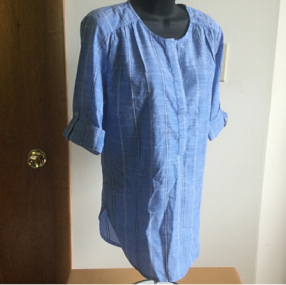 Nine West Lucy striped chambray popover top, size XXL